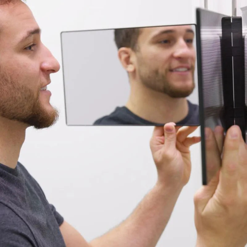 Trifold LED Mirror Self Haircut Makeup Mirror with Light Adjustable Height 3 Way Self Haircut Mirror Hd Glass 3 Way Mirror