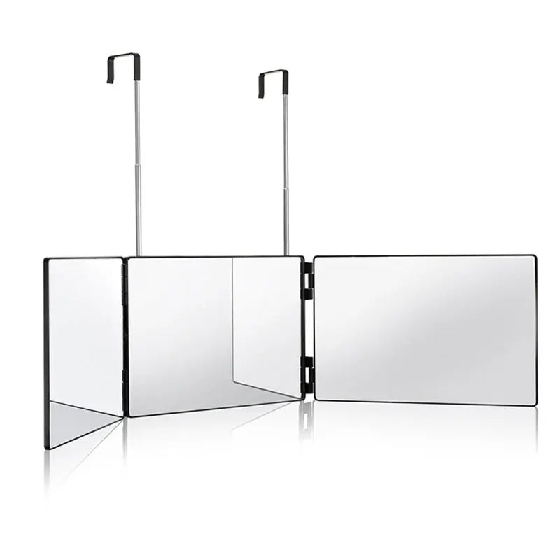 Trifold LED Mirror Self Haircut Makeup Mirror with Light Adjustable Height 3 Way Self Haircut Mirror Hd Glass 3 Way Mirror